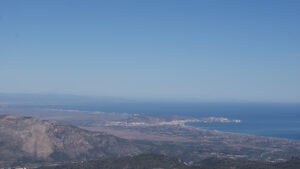 Südlicher Küstenabschnit der Costa del Azahar. Blick vom Monduver bei Gadia Richtung Valencia 